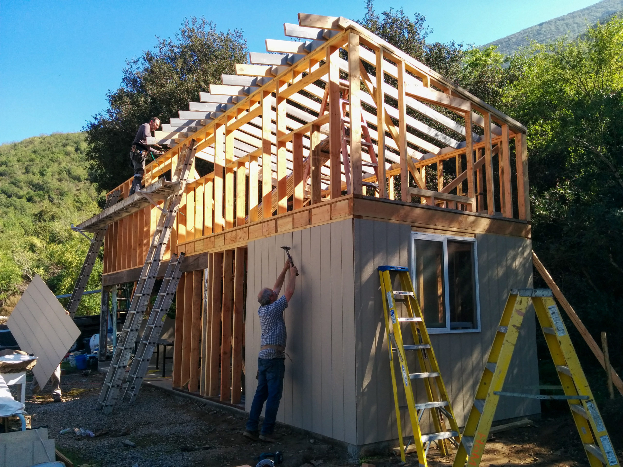 Siding, Trusses, & Sheeted Kitchen Roof